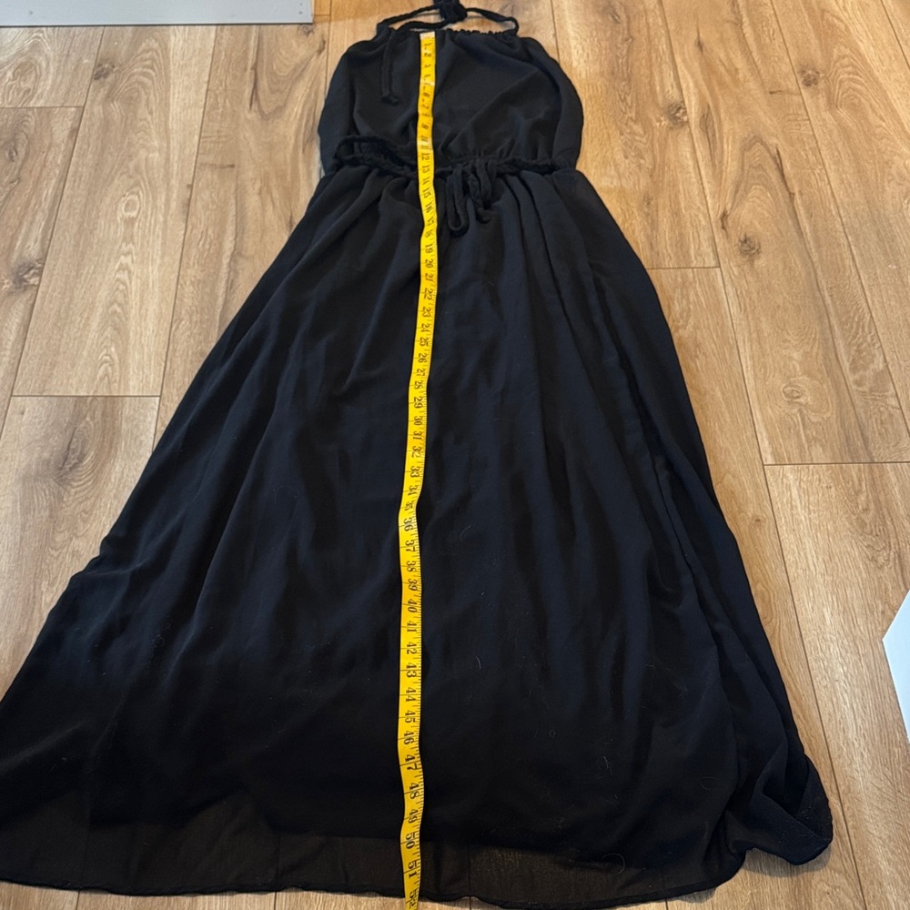 Lily Morgan Black Goddess Princess Flowy Maxi Halter Dress Size Large - Picture 8 of 11